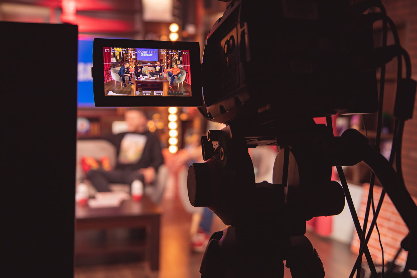 Broadcast camera filming an esports production set